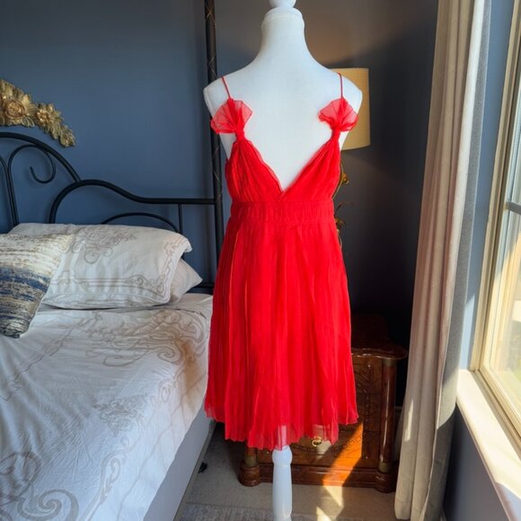 Red 100% Silk Club Monaco Mini Cocktail Dress - Picture 6 of 15